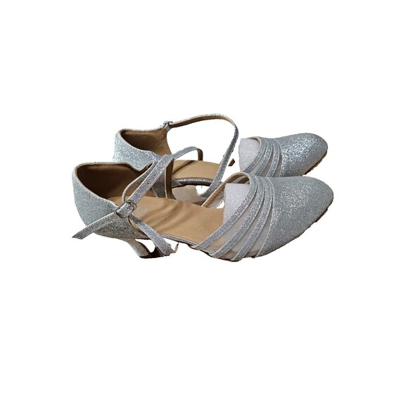 Gray Strappy Silver Buckle Round Toe High Heels Women's Sandel Size 8.5 - Picture 1 of 8